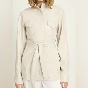 FAUX LEATHER BELTED SAFARI JACKET IN ANTIQUE WHITE 7For All